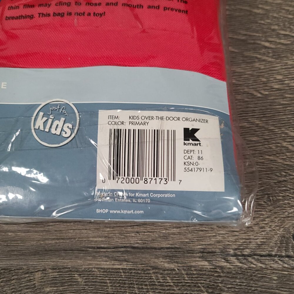 Kmart New in Package Over The Door Kid's Closet Organizer Red Yellow and Blue - Picture 5 of 12